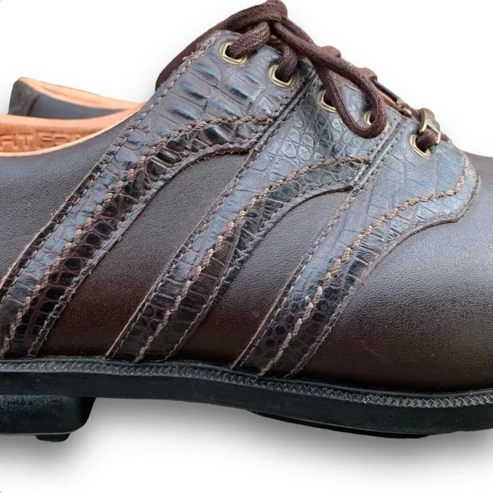 Adidas Traxion Tour Golf Shoes Soft Spike Gator Alligator Brown Men’s size 8